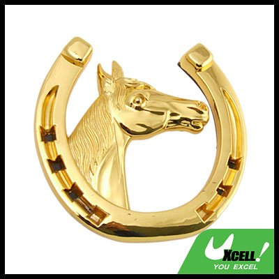 Car Accessories Horse Horseshoe Car Badge Emblem Golden