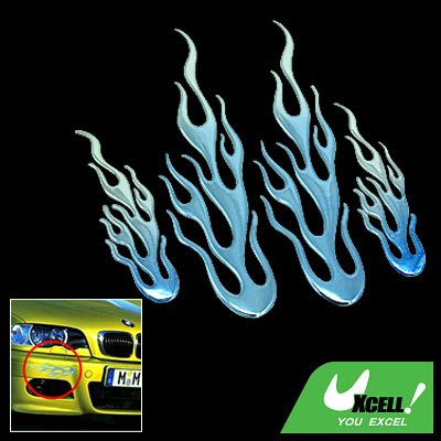 Flame Design Car Decoration Logo Badge Sticker Blue (HL-8012)
