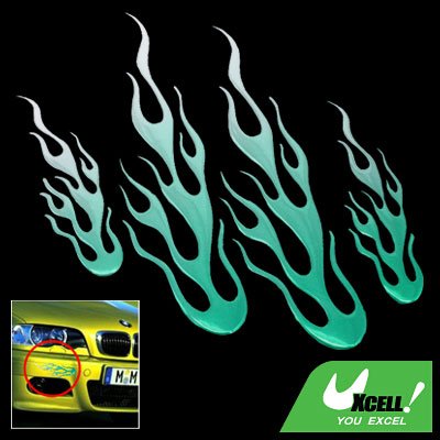 Green Color Flame Car Decoration Logo Badge Sticker (HL-8012)