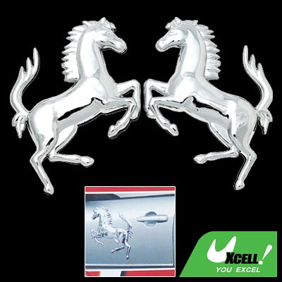 3D Horse Car Chrome Emblems Badges Stickers Silvery