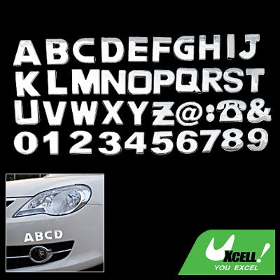 3D English Alphabet Digit Sticker Car Logo Badge Set