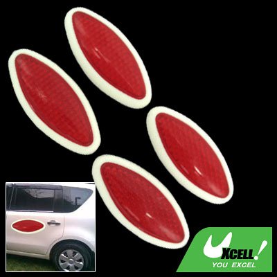 Red and White Rim Olive Shaped 4 Pieces Car Door Guard Decorative Sticker (LK-216)