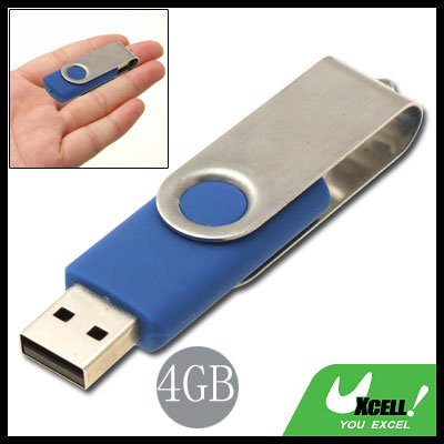 Swivel 4GB USB 2.0 Flash Memory Pen Stick Drive Blue and Silvery