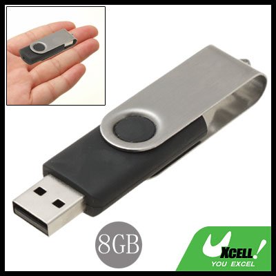 Swivel 8GB USB 2.0 Flash Memory Stick Pen Drive Black and Silvery