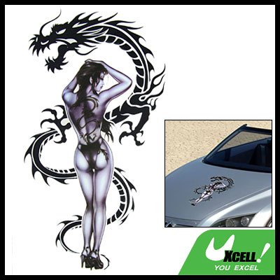 Car Decal Sticker Nude Asian Woman & Dragon Racing Logo