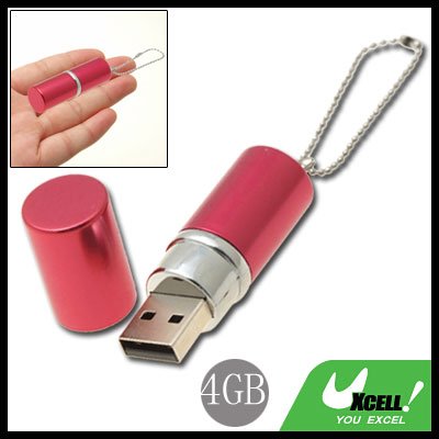 Lipstick 4GB USB 2.0 Flash Memory Drive Pen Stick with Key Chain