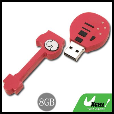 Rock Guitar USB 8GB Red Flash Memory Stick Drive Disk