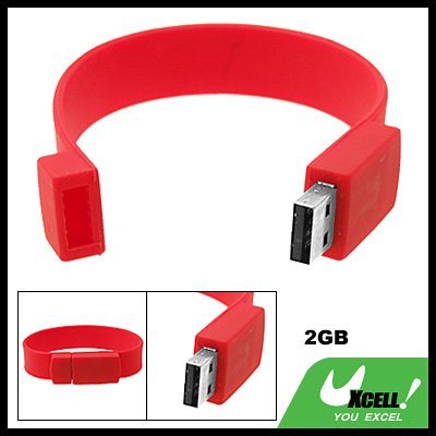 2GB Hot Red Bracelet Wrist Band USB Drive Flash Memory Stick