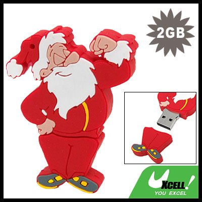 2GB USB 2.0 Sporty Santa Claus Flash Memory Drive Stick
