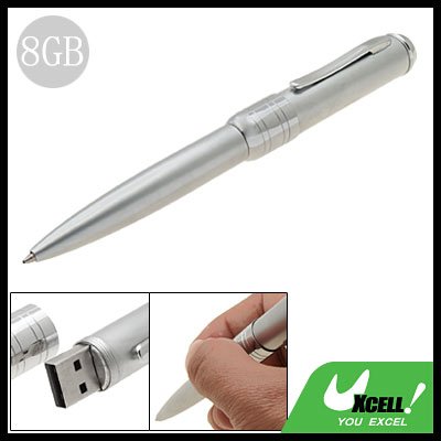 Silvery Metal Casing USB 8GB Flash Memory Stick Ball Point Pen