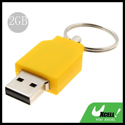 2GB Yellow Keyring Portable USB Flash Memory Stick