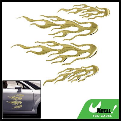 Golden 3D Fire Flame Auto Car Decorative Sticker Decal