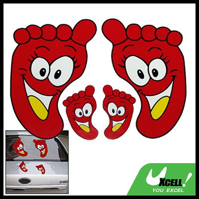 Vinyl Car Boat Window Decal Sticker with Red Footprint