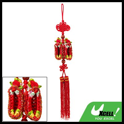 Embroidery Chinese Knot Oriental Ornament Pendant Red
