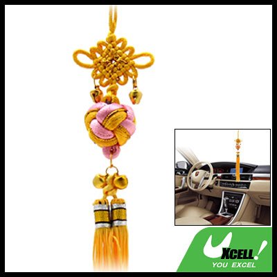 Yellow Chinese Knot Tassel Oriental Ball Ornament Bells