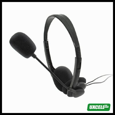 Volume - Adjustable PC Multimedia Stereo Headphone Headset with Microphone 3.5mm Plug - Black