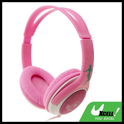 3.5mm Volume Control Pink PC Computer Stereo Headphone Headset with Microphone