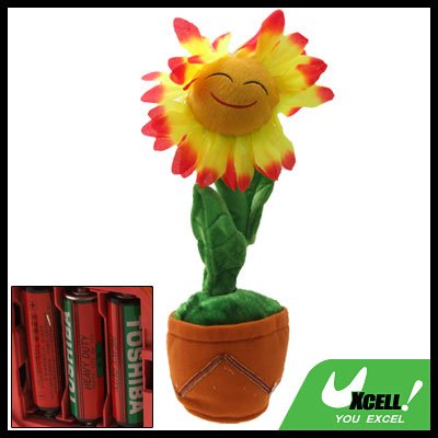 Lovely Gift Singing Dancing Plush Animated Smiley Sunflower Toy