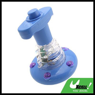 Blue Music Push Peg-top Toy with Color Flash Light for Kids