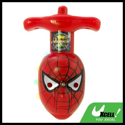 Funny Electronic Colorful Flashing Light Red Spider Peg-Top Toy