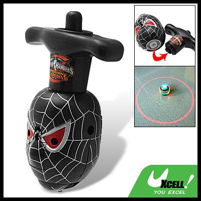 Funny Electronic Colorful Flashing Light Black Spider Peg-Top Toy