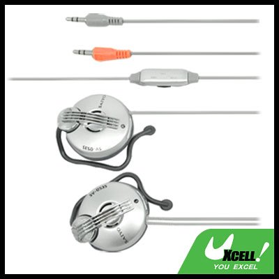 Stereo Earphone Headphone Microphone with Rotatable Ear-Hook for PC Computer