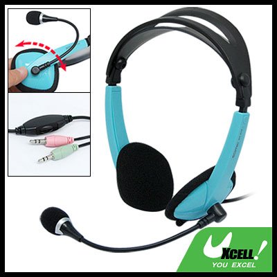 Green 3.5mm PC Computer Headphone Headset Adjustable Microphone