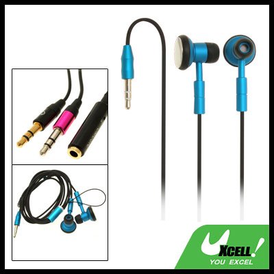 Blue Stereo Necklace Earphone 3.5mm Plug for MP3 MP4 PC