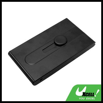 Metallic Plated COOL Automatic Sliding Business Card Case Holder - Black