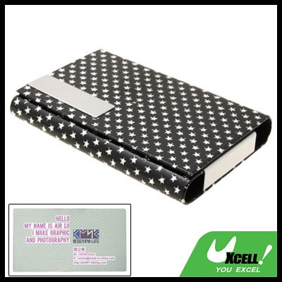 Graceful Small Silvery Pentagrams Design Black Business Card Case Holder