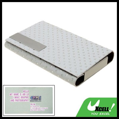 White Graceful Pentagrams Design Business Card Case Holder