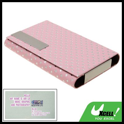 Fashion Silvery Pentagrams Design Pink Business Card Case Holder