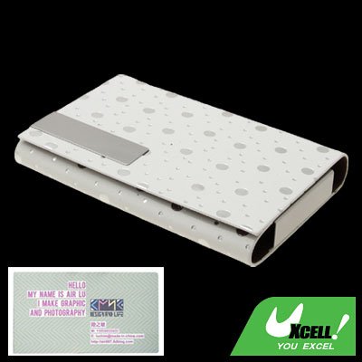 Fashionable Silvery Dots Design Magnetic Flip Cover White Business Card Case Holder
