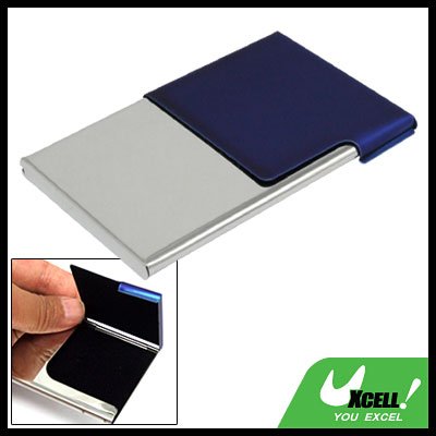 Blue Silvery Metal Stainless Steel Holder Case for Business ID Card