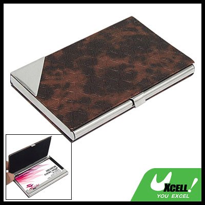 Soft Leather Metal Business Card Case Net Patterned