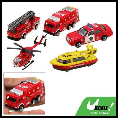 5pcs Red Fire Engine Pumper Helicopter Toy for Children Kids