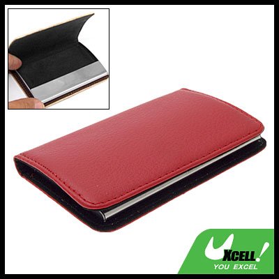 Red Leather Surface Magnetic Business Card Case