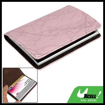 Stripe Textured Leather Surface Magnetic Business Card Case