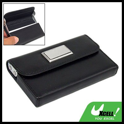 Gift Black Leather Business Credit Name ID Card Holder Case