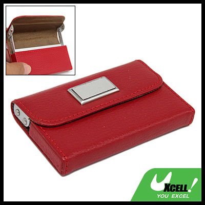 Red Leather Holder Case for Business Credit Name ID Card