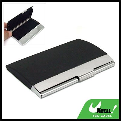 Silvery Stainless Steel Business Card Holder Case Black