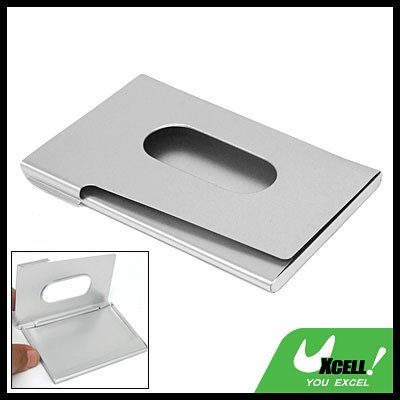 Silvery Aluminum Business Name Contacts Card Holder Case