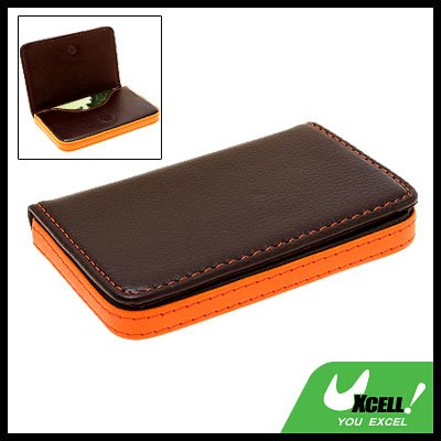 Magnetic Flip Leather Business Credit Card Case Holder Brown