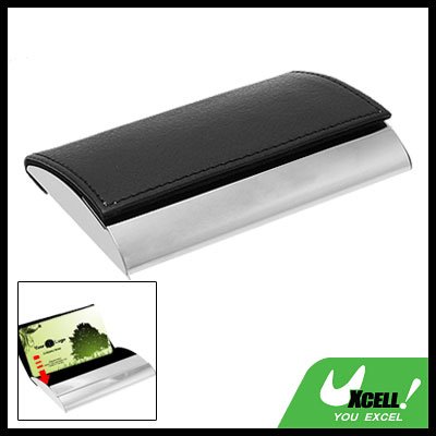 Black Leather Surface Metal Business Card Holder Case