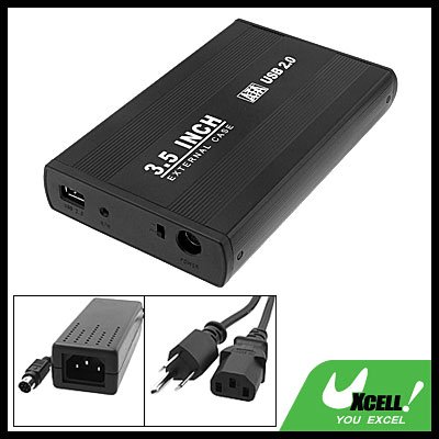 Black USB 2.0 3.5" SATA HDD External Hard Drive Case Box