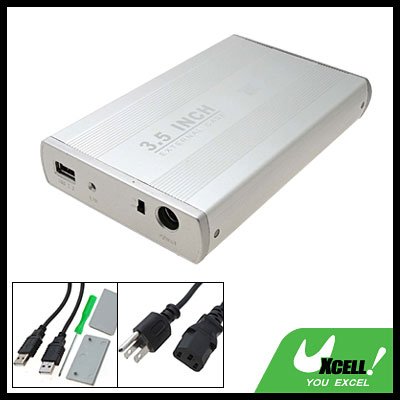 Silvery USB 2.0 3.5" SATA HDD External Hard Drive Case Box