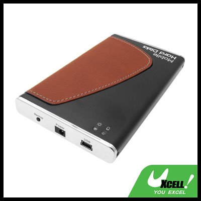 Brown Leather 2.5" USB OTB SATA HDD Mobile Hard Disk Enclosure Case