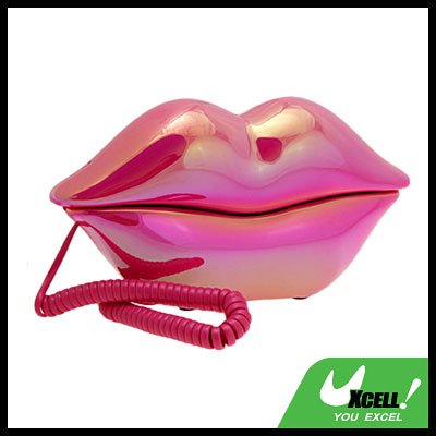 Glossy Sexy Rainbow Lips Home Phone Telephone Pink-Purple