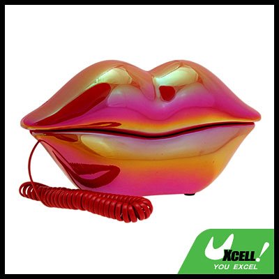 Glossy Sexy Rainbown Lips Home Phone Telephone -Rose