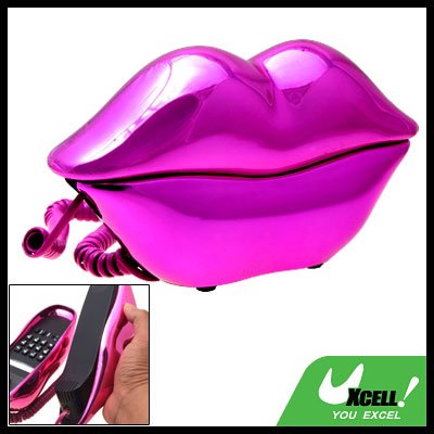 Amaranth Glossy Sexy Lips Kiss Corded Telephone Phone